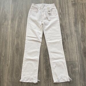 Jonathan Simkhai- NWT! Cotton High Rise White Jeans with Distressed Hem -Size 24